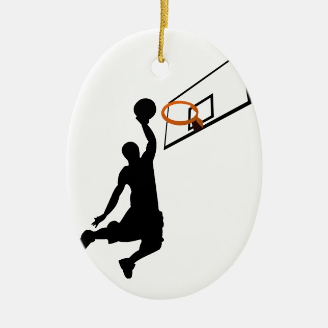 Ornamento De Cerâmica Jogador de basquete Silhout Slam Dunk (Frente)