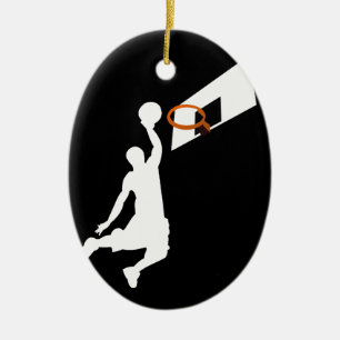 Ornamento De Cerâmica Jogador de Basquete Slam Dunk - Silhueta Branca