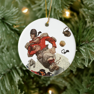 Ornamento De Cerâmica Jogador de futebol americano quarterback correndo