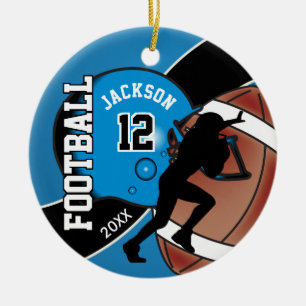 Ornamento De Cerâmica Jogador de futebol azul e preto