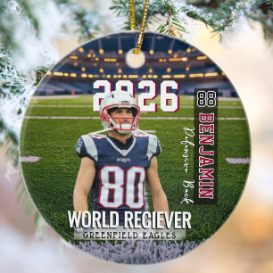 Ornamento De Cerâmica Jogador de Futebol com Foto Personalizada