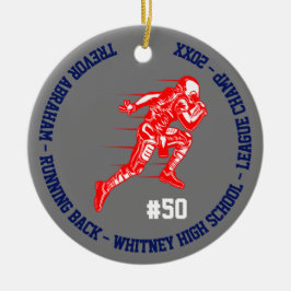 Ornamento De Cerâmica Jogador de Futebol da Escola Cinza Vermelha Azul