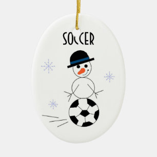 Ornamento De Cerâmica Jogador de futebol do boneco de neve
