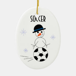 Ornamento De Cerâmica Jogador de Futebol Snowman