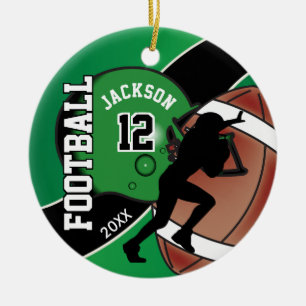 Ornamento De Cerâmica Jogador de futebol verde e preto