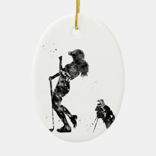 Ornamento De Cerâmica Jogador de golfe da menina