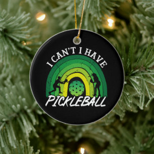 Ornamento De Cerâmica Jogador De Pickleball Eu Não Posso Ter Arco-Íris D