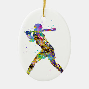 Ornamento De Cerâmica Jogador de softball da menina
