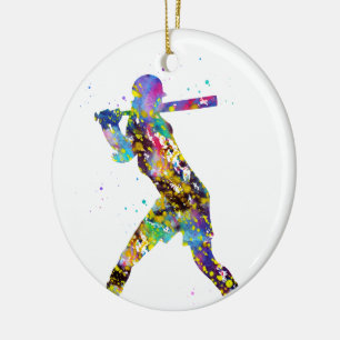 Ornamento De Cerâmica Jogador de softball da menina