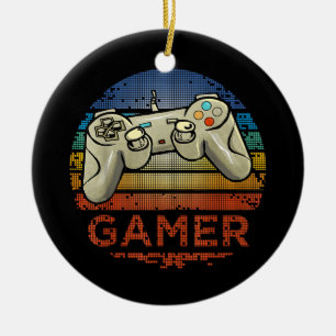 Ornamento De Cerâmica Jogador de Video Game Retro Gamer Meninos Meninas