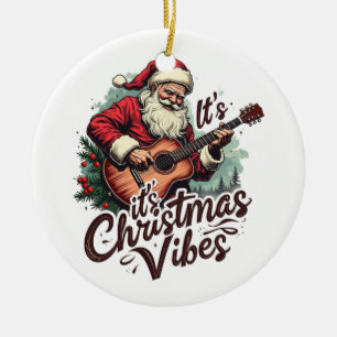 Ornamento De Cerâmica Jogador de Violão de Papais noeis de Natal - Rocki