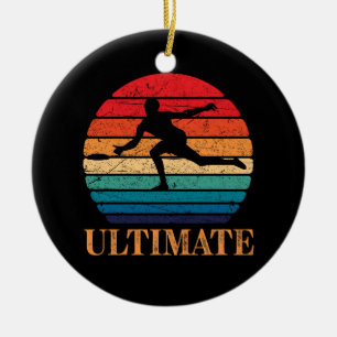 Ornamento De Cerâmica Jogador Retro Frisbee Mais Avançado Jogando Disco