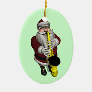 Ornamento De Cerâmica Jogador saxofone do Papai Noel