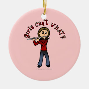 Ornamento De Cerâmica Jogadora De Fluxo De Fêmea Clara