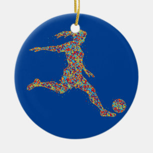 Ornamento De Cerâmica Jogadora de Garota do Futebol feminino