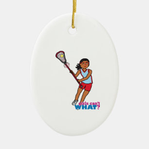 Ornamento De Cerâmica Jogadora de Lacrosse Menina - Escura