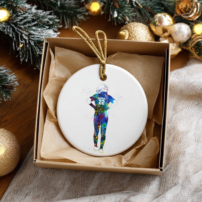 Ornamento De Cerâmica Jogadora de Softbol Feminino (Criador carregado)