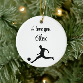 Ornamento De Cerâmica Jogando Futebol Gráfico – Cartum Engraçado de Espo