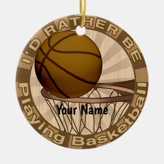 Ornamento De Cerâmica Jogar Basquetebol (Frente)