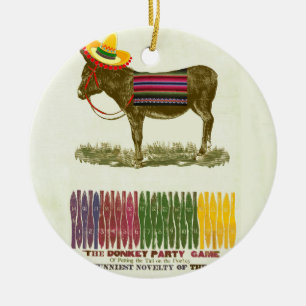 Ornamento De Cerâmica Jogo de festa vintage "Pin the Tail on the Donkey"
