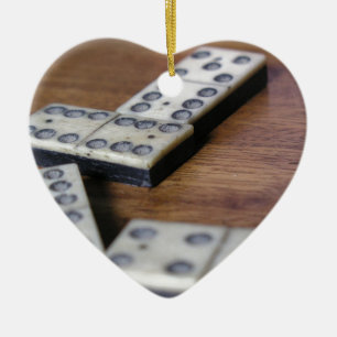 Ornamento De Cerâmica Jogo velho de madeira do vintage dos dominós do