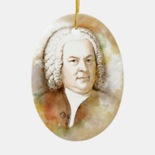 Ornamento De Cerâmica Johann Sebastian Bach Portrait em beige