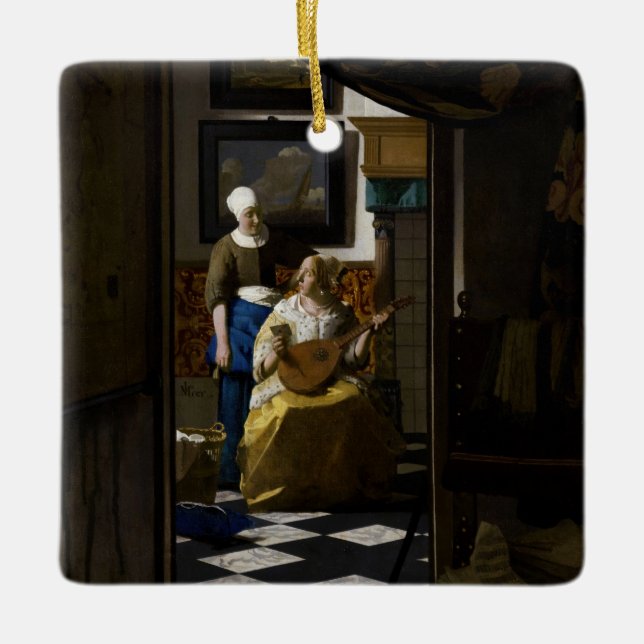 Ornamento De Cerâmica Johannes Vermeer - A Carta do Amor (Frente)
