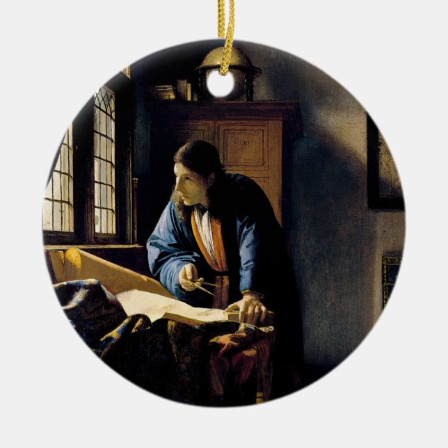 Ornamento De Cerâmica Johannes Vermeer - A Geógrafa (Frente)