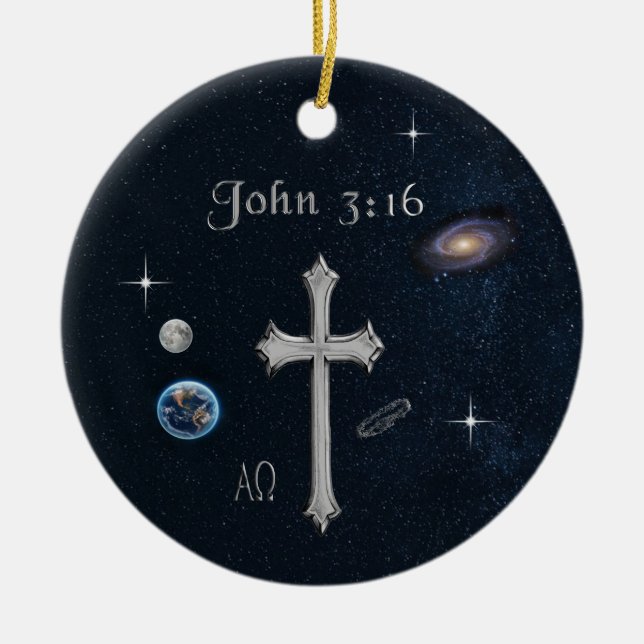Ornamento De Cerâmica John 3:16 (Frente)