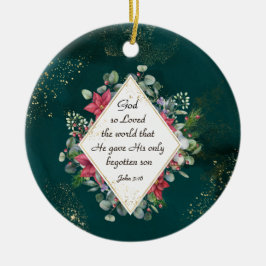 Ornamento De Cerâmica John.3:16 Deus tão amado pelo mundo, Natal