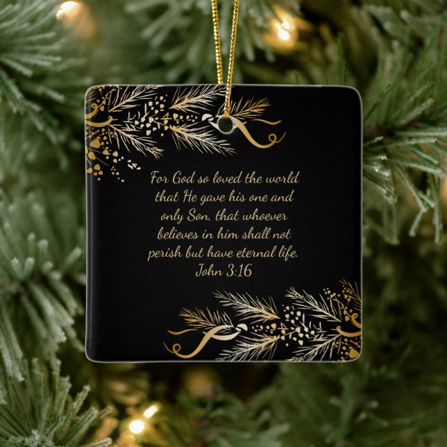 Ornamento De Cerâmica John 3:16 Presente de Natal Personalizado para Esc (Árvore)