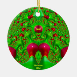 Ornamento De Cerâmica JOHN ~ 3D CHRISTMAS Cerise Green 2025