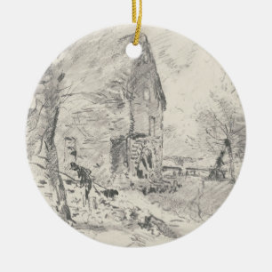 Ornamento De Cerâmica John Constable   Watermill em Newbury (lápis)