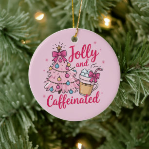 Ornamento De Cerâmica Jolly & Caffeinated Cofee Natal Retro Moda