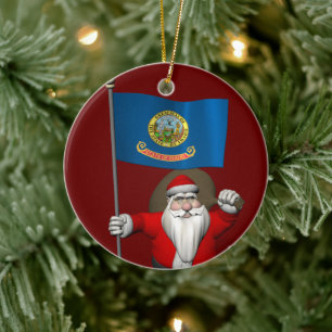 Ornamento De Cerâmica Jolly Santa Claus Visita Idaho