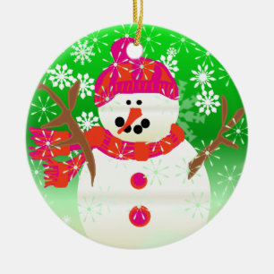 Ornamento De Cerâmica Jolly Snowman Keepsasaame Ornament