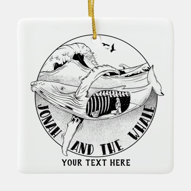 Ornamento De Cerâmica Jonah e a baleia (Frente)
