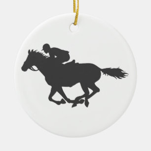 Ornamento De Cerâmica Jóquei em cavalos de Silhuette - Escolher cor de 