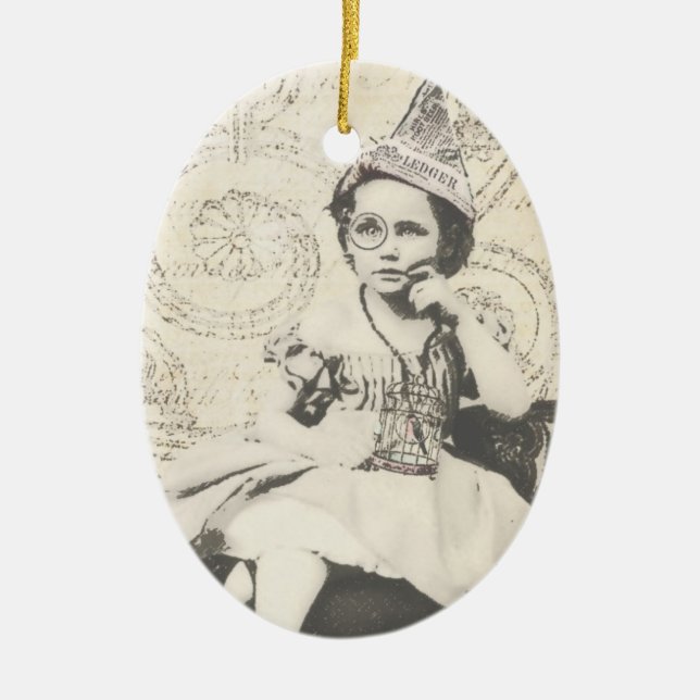 Ornamento De Cerâmica Jornal Hat Gal (Frente)