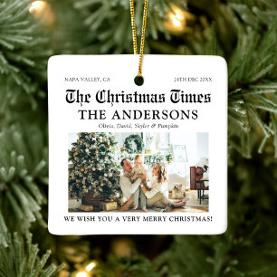 Ornamento De Cerâmica Jornal Único Que Ano Foto Natal
