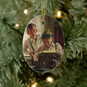 Ornamento De Cerâmica Jornalistas da Vintage, Escritores, Máquina de Esc