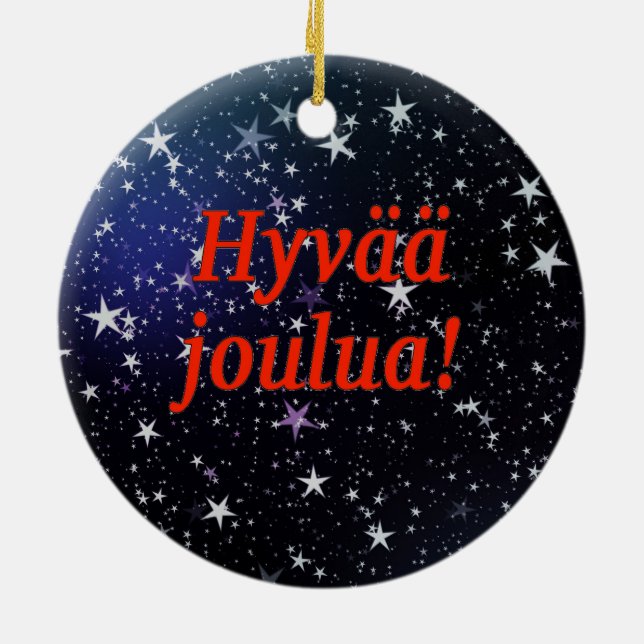 Ornamento De Cerâmica Joulua de Hyvää! Feliz Natal no rf finlandês (Traseira)