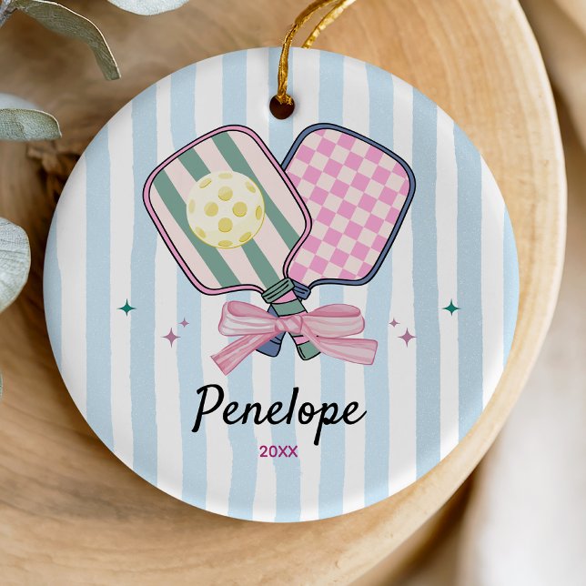 Ornamento De Cerâmica Jovens jogadores de piquetes rebatíveis personaliz (Criador carregado)