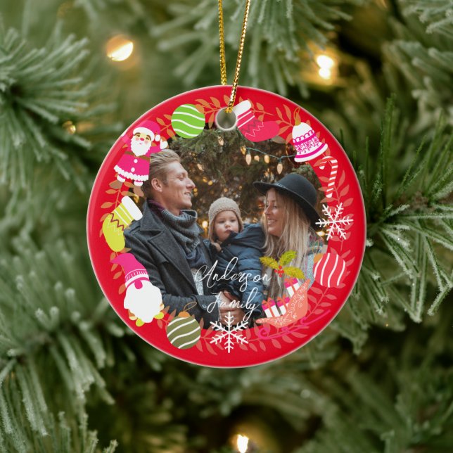 Ornamento De Cerâmica Joy Christmas Photo Red (Árvore)