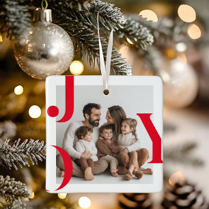 Ornamento De Cerâmica JOY Natal   Foto da família personalizada