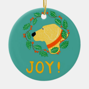 Ornamento De Cerâmica Joy Ornament com laboratório amarelo Stephen Hune