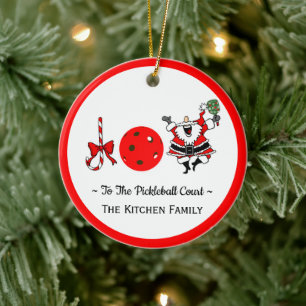 Ornamento De Cerâmica Joy Papais noeis de Natal Pickleball Paddle Red Ba