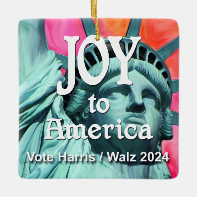 Ornamento De Cerâmica Joy para America Harris Walz (Frente)