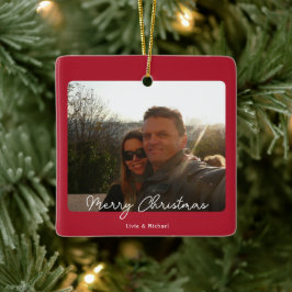 Ornamento De Cerâmica Joy Red Photo Feliz Natal