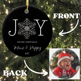 Ornamento De Cerâmica Joy Snowflake Nosso Primeiro Natal como Avós